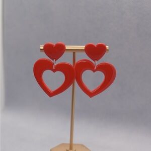 Handmade Polymer Clay Heart Cutout Lightweight Earrings
